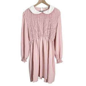 Clarisbelle Smocked Peter Pan Collar Dress Pink Extra Large Twee Girlhoodcore